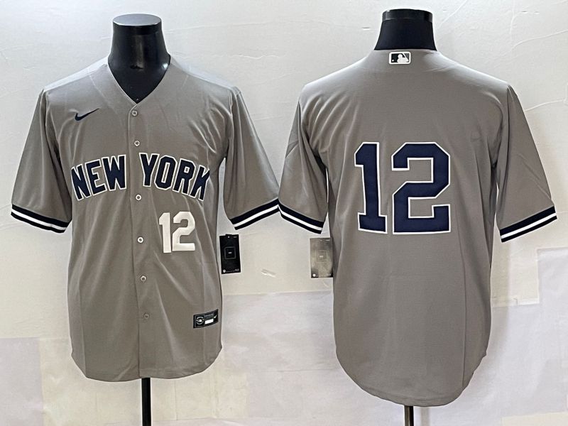 Men 2025 New York Yankees #12 No Name Grey Game Nike MLB Jersey style 2->new york yankees->MLB Jersey